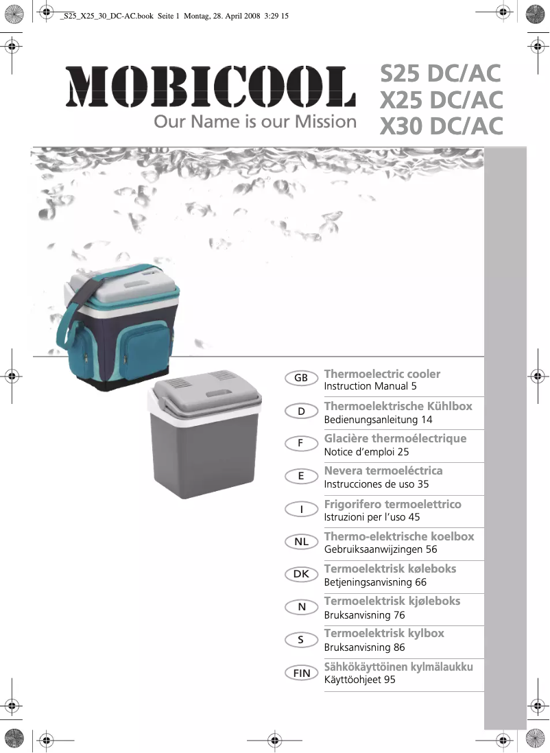Page 1 de la notice Manuel utilisateur Dometic Mobicool S25DC