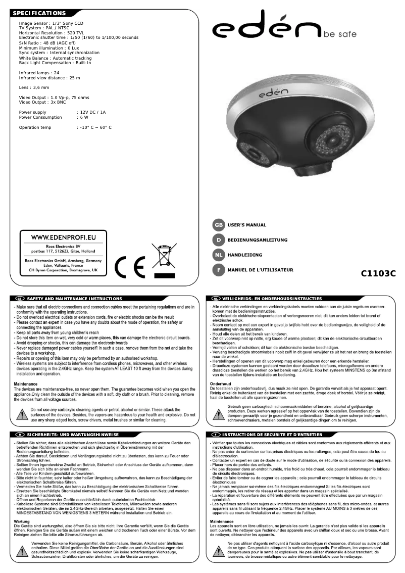 Página 1 del manual Manual de usuario Elro C1103C