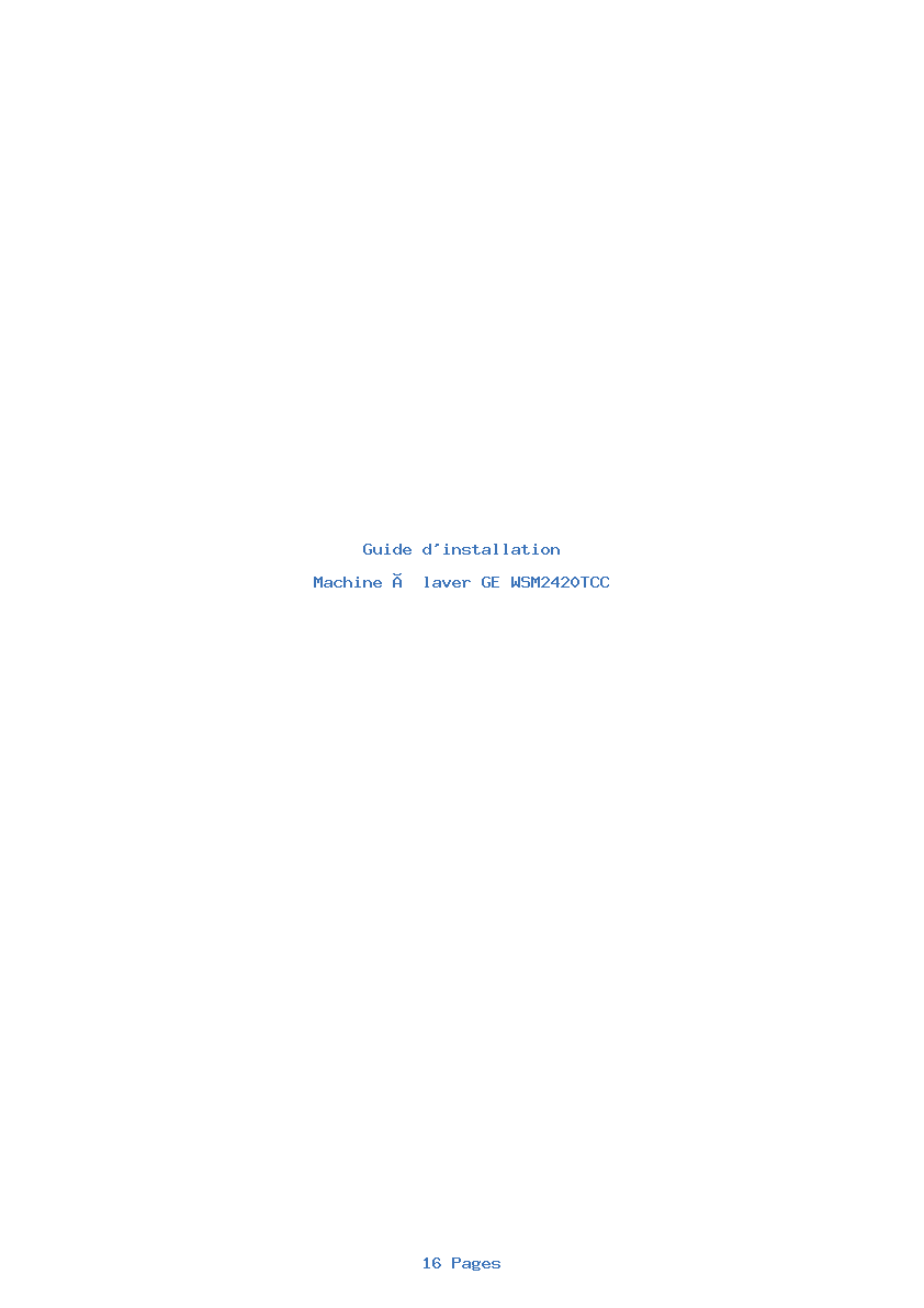 Page 1 de la notice Guide d'installation GE WSM2420TCC