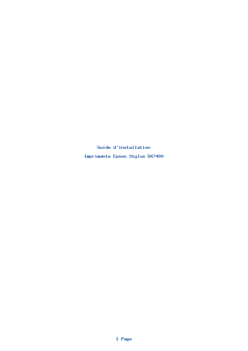 Page 1 de la notice Guide d'installation Epson Stylus DX7400