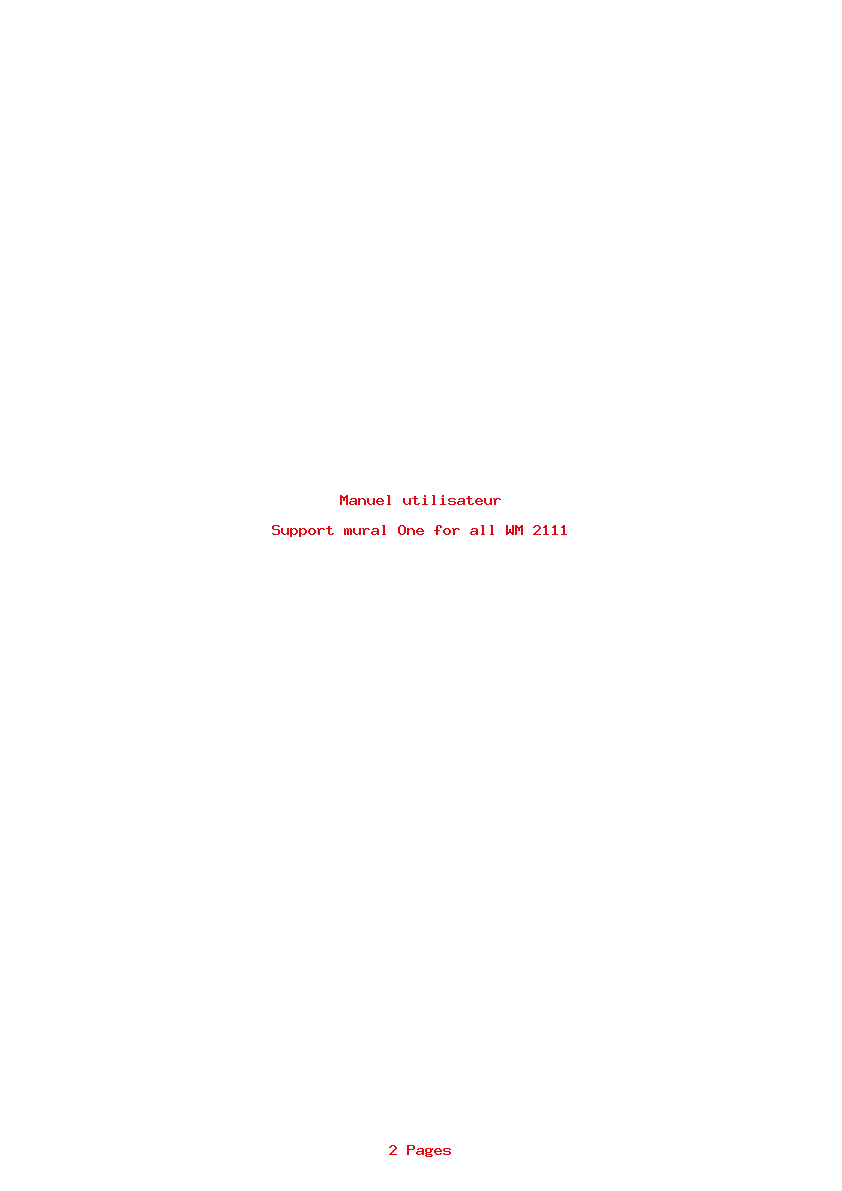 Page 1 de la notice Manuel utilisateur One for all WM 2111