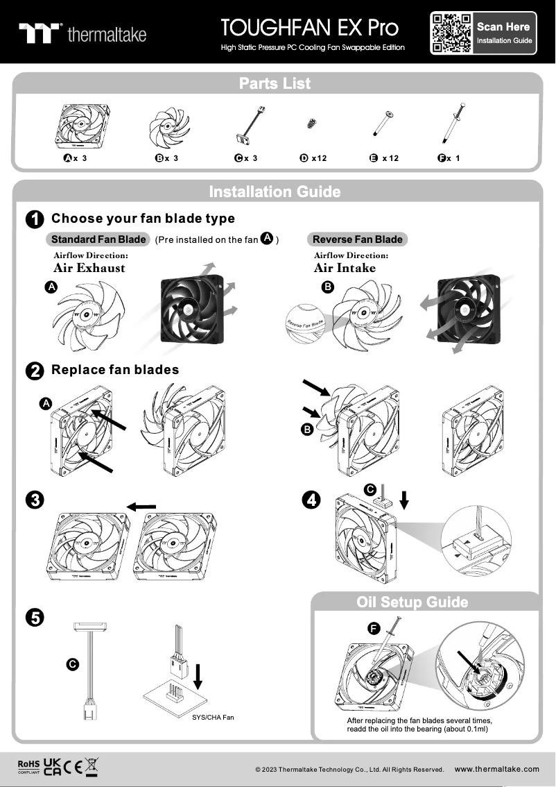 Page 1 de la notice Manuel utilisateur Thermaltake TOUGHFAN EX14 Pro