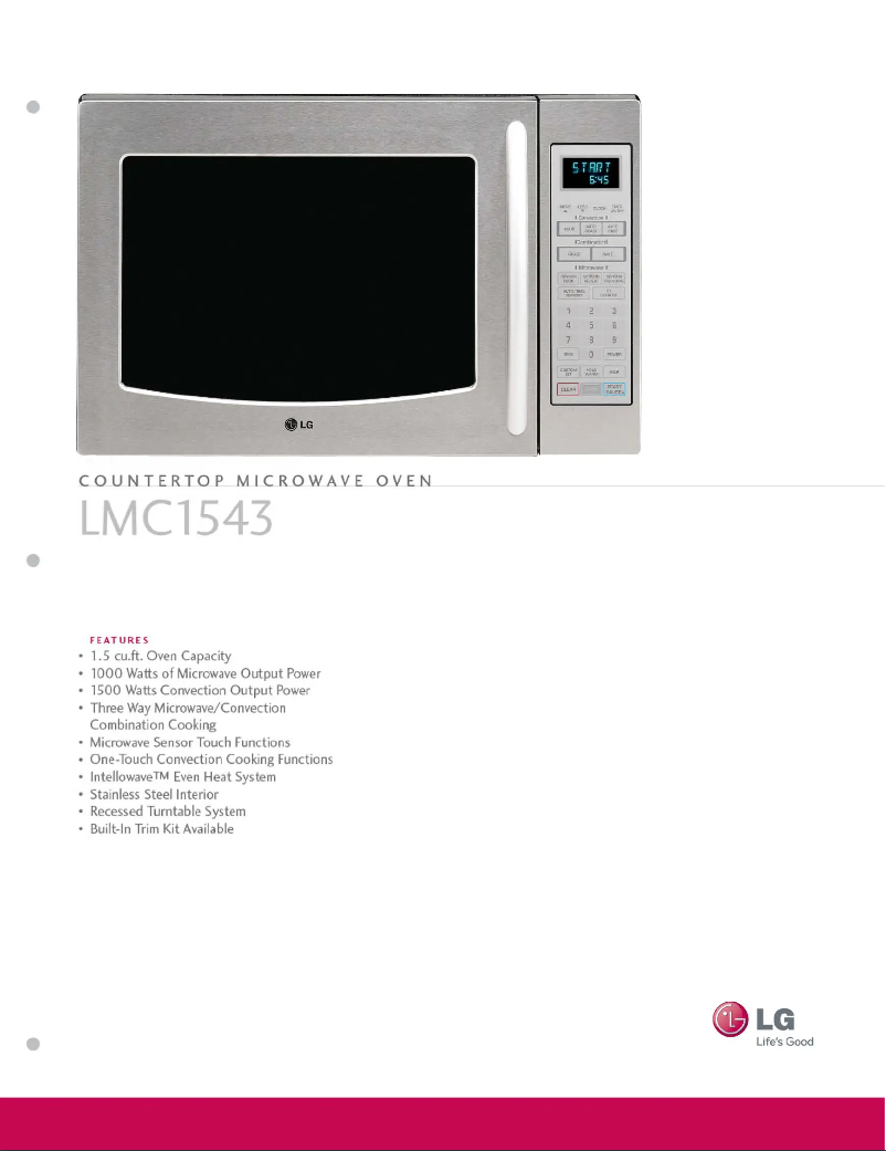 Page 1 de la notice Fiche technique LG LMC1543SS