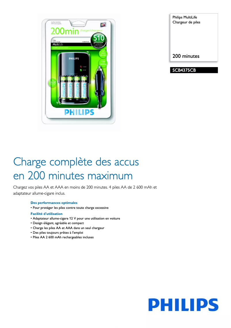 Página 1 del manual Ficha técnica Philips MultiLife SCB4375CB