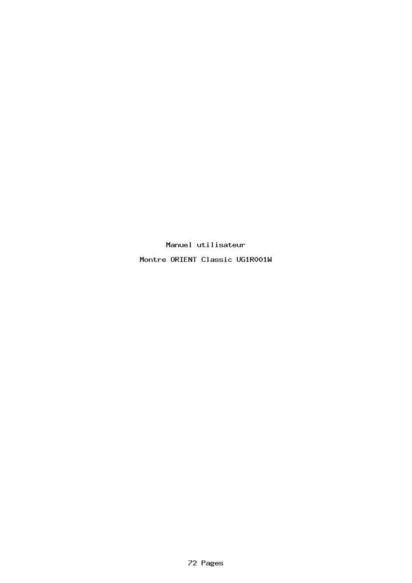 Page 1 de la notice Manuel utilisateur ORIENT Classic UG1R001W