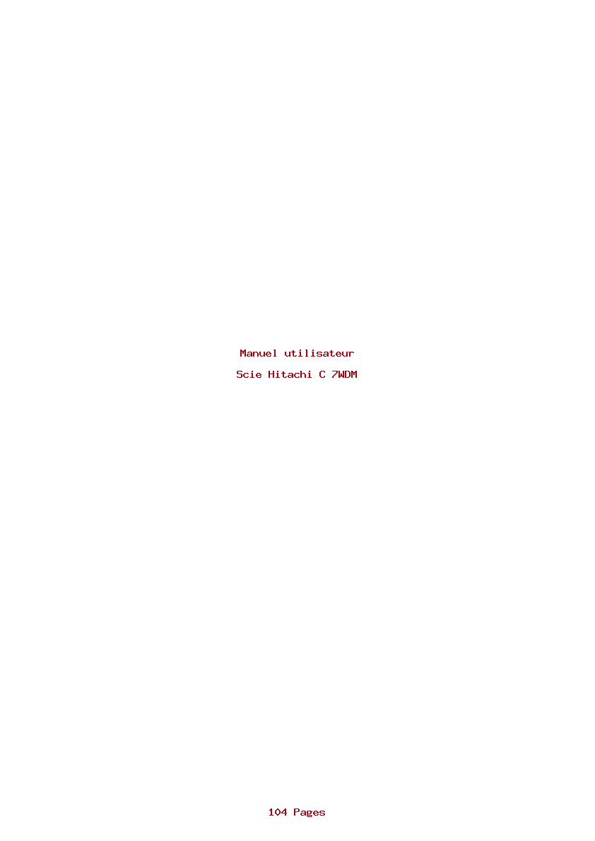 Page 1 de la notice Manuel utilisateur Hitachi C 7WDM