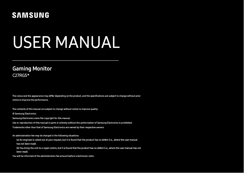 Page 1 de la notice Manuel utilisateur Samsung C27RG50FQE