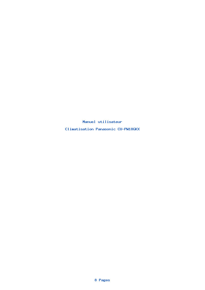 Page 1 de la notice Manuel utilisateur Panasonic CU-PW18GKX
