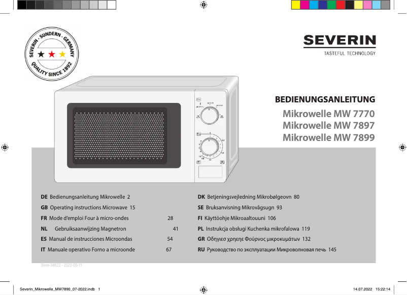 Page 1 de la notice Manuel utilisateur Severin MW 7770