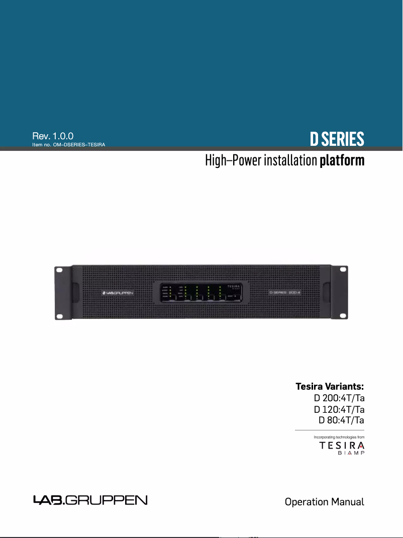 Página 1 del manual Manual de usuario Lab Gruppen D 200:4T