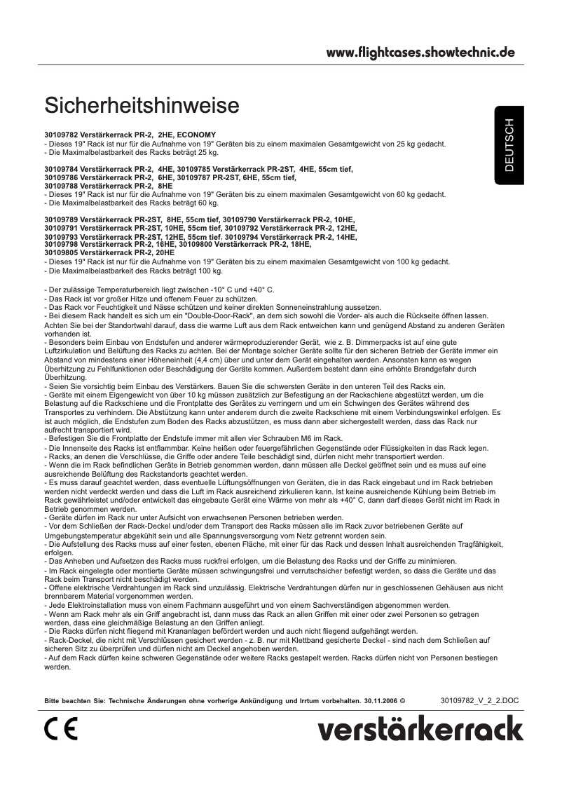 Página 1 del manual Manual de usuario Roadinger Amplifier Rack PR-1