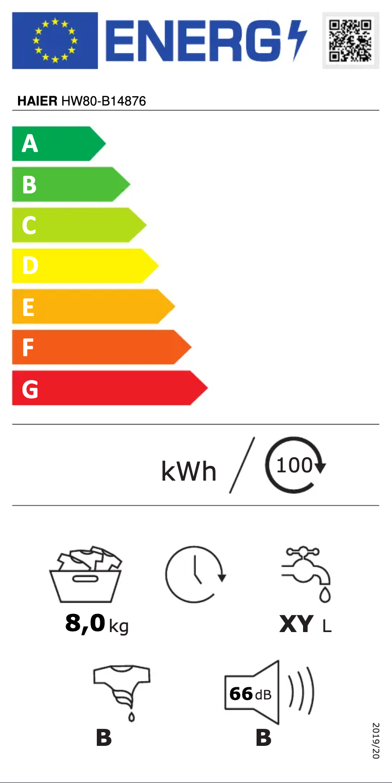 Página 1 del manual Etiqueta energética Haier HW80-B14876