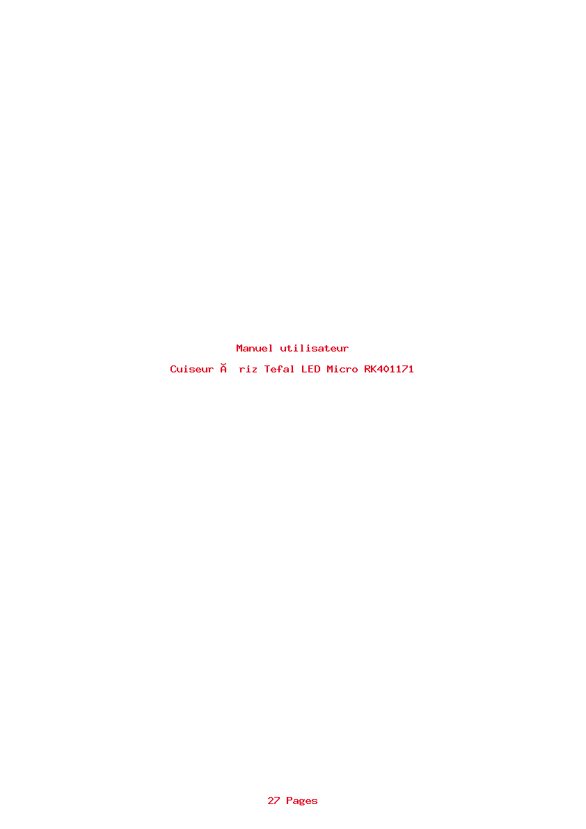 Page 1 de la notice Manuel utilisateur Tefal LED Micro RK401171