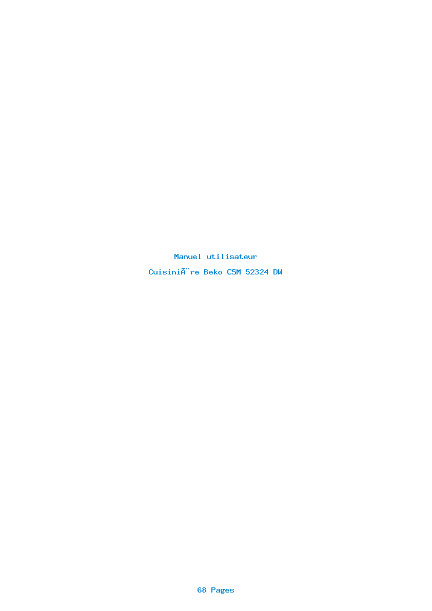 Page 1 de la notice Manuel utilisateur Beko CSM 52324 DW