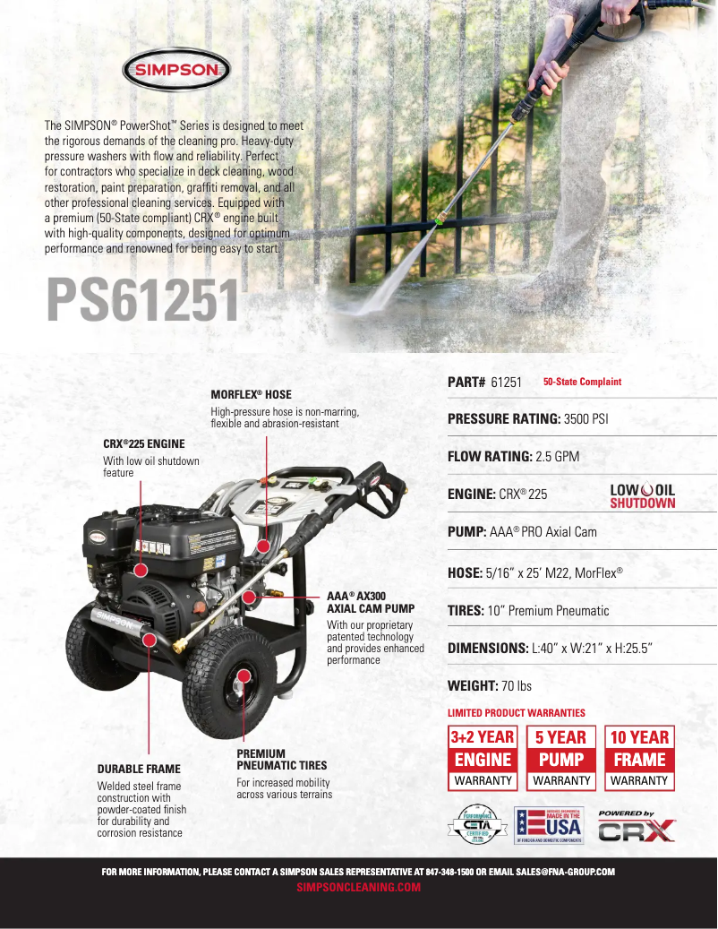 Page 1 de la notice Fiche technique Simpson PowerShot PS-61251