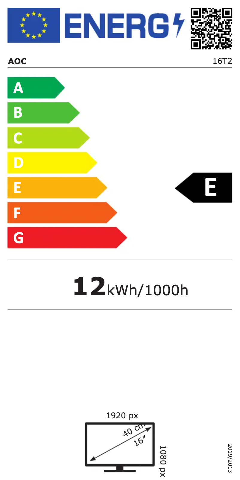 Página 1 del manual Etiqueta energética AOC 16T2