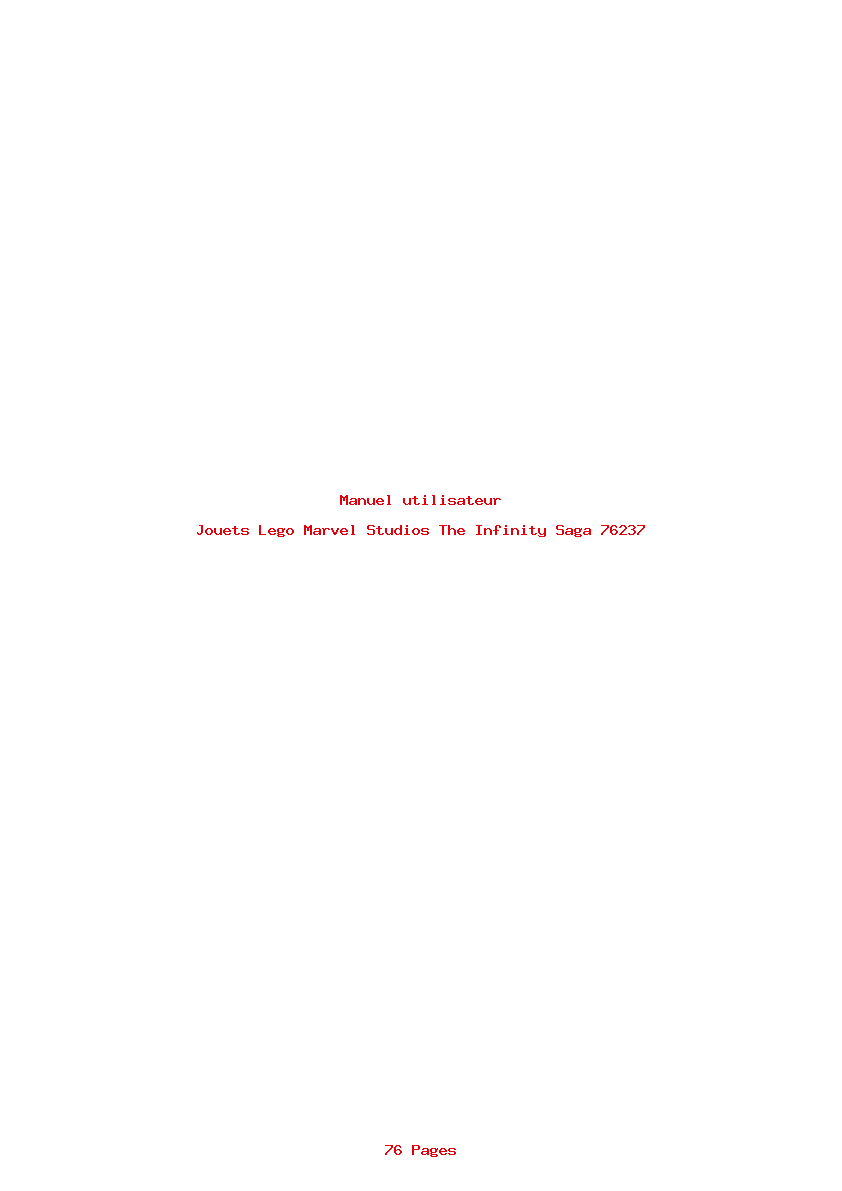 Page 1 de la notice Manuel utilisateur Lego Marvel Studios The Infinity Saga 76237