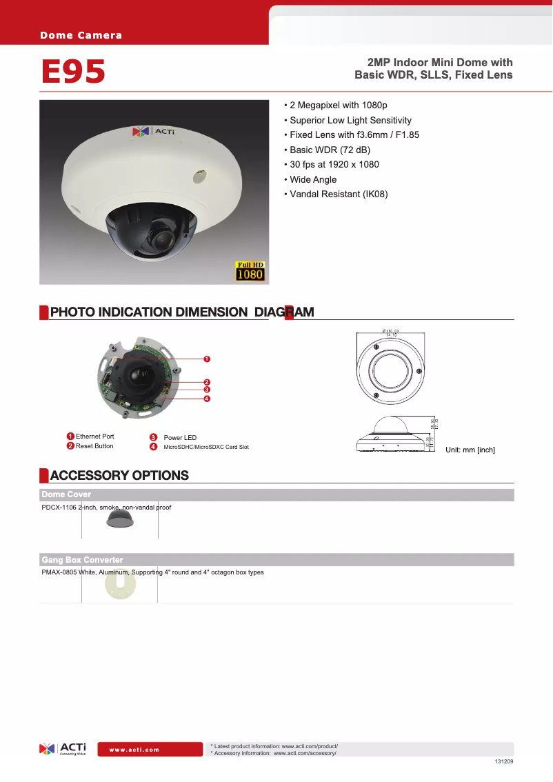 Page 1 de la notice Brochure ACTi E95