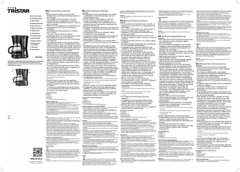 Page 1 de la notice Manuel utilisateur TriStar CM-1236FI