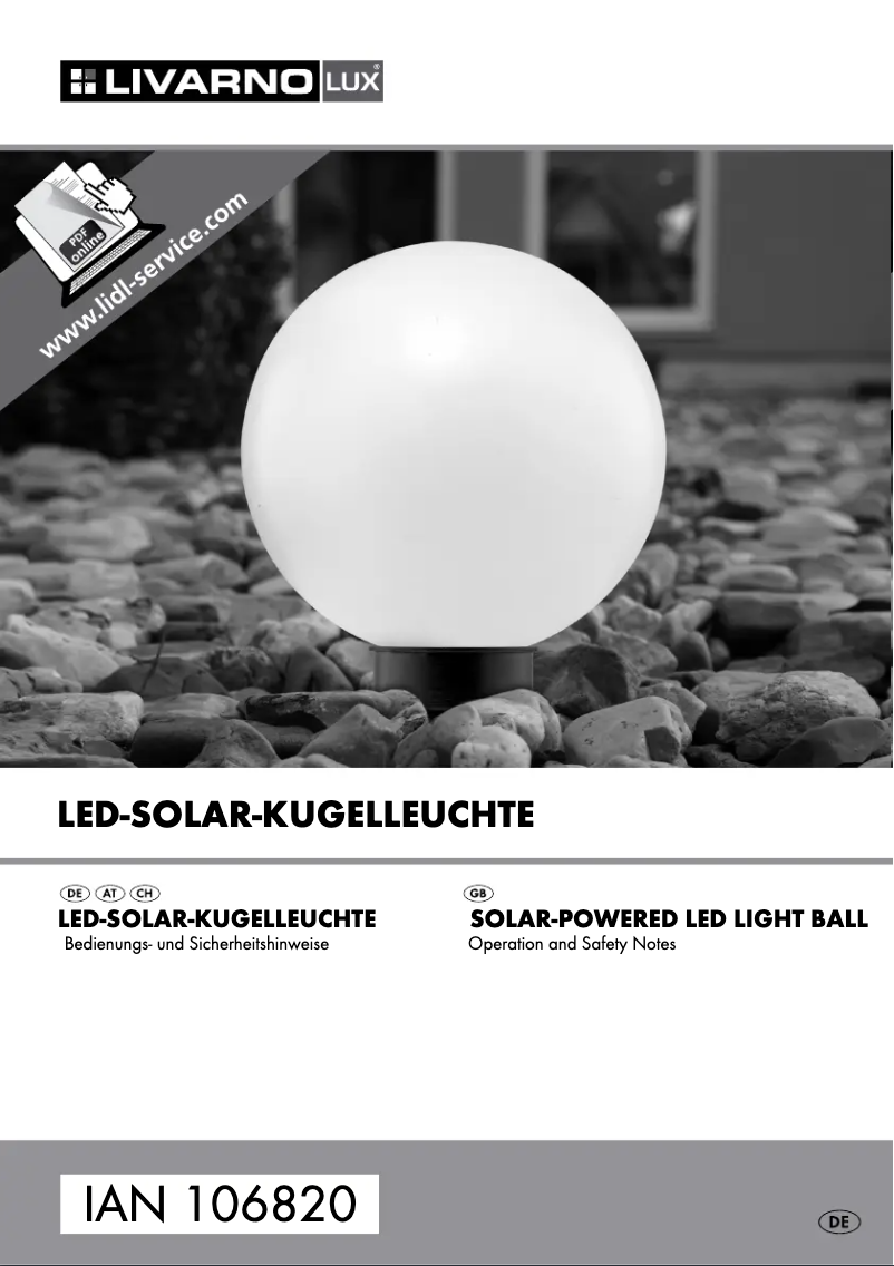 Page 1 de la notice Manuel utilisateur Livarno Lux IAN 106820
