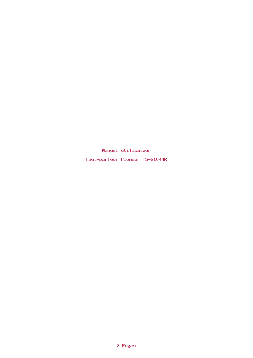 Page 1 de la notice Manuel utilisateur Pioneer TS-G1644R