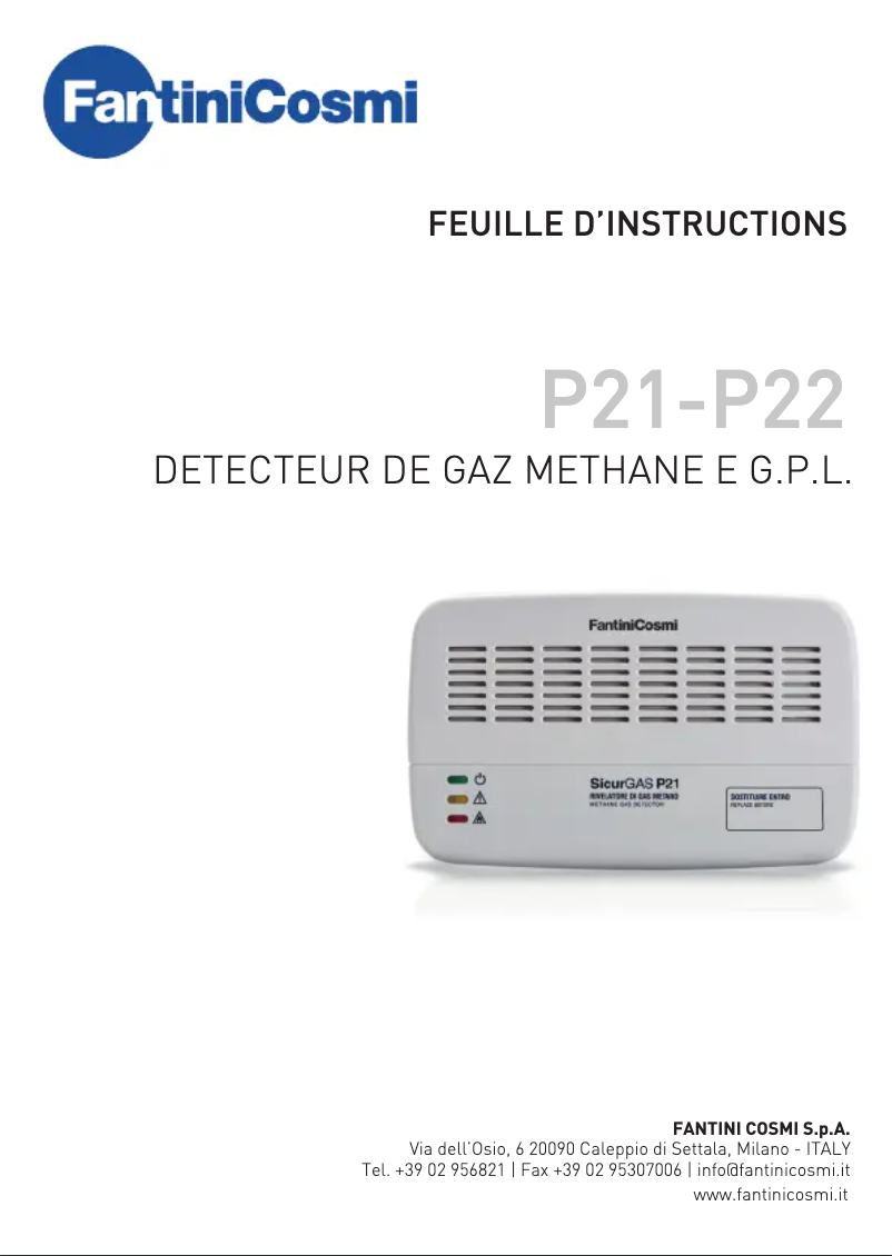 Página 1 del manual Manual de usuario Fantini Cosmi Sicurgas P21