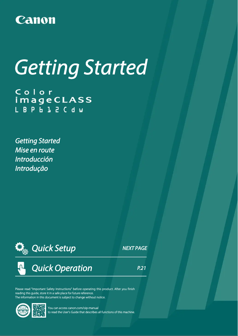 Page 1 de la notice Manuel utilisateur Canon Color imageCLASS LBP612Cdw
