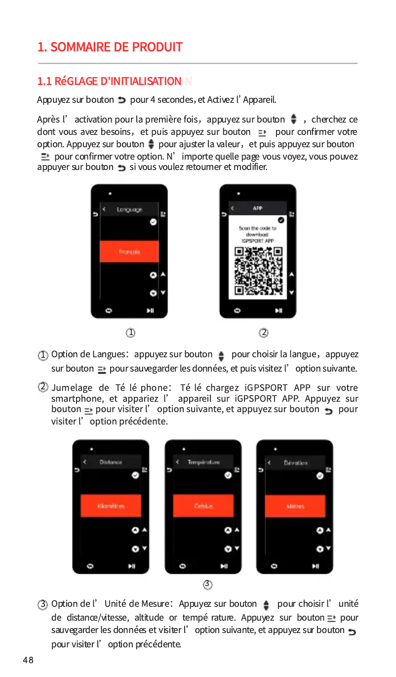 Page 1 de la notice Manuel utilisateur iGPSport iGS630