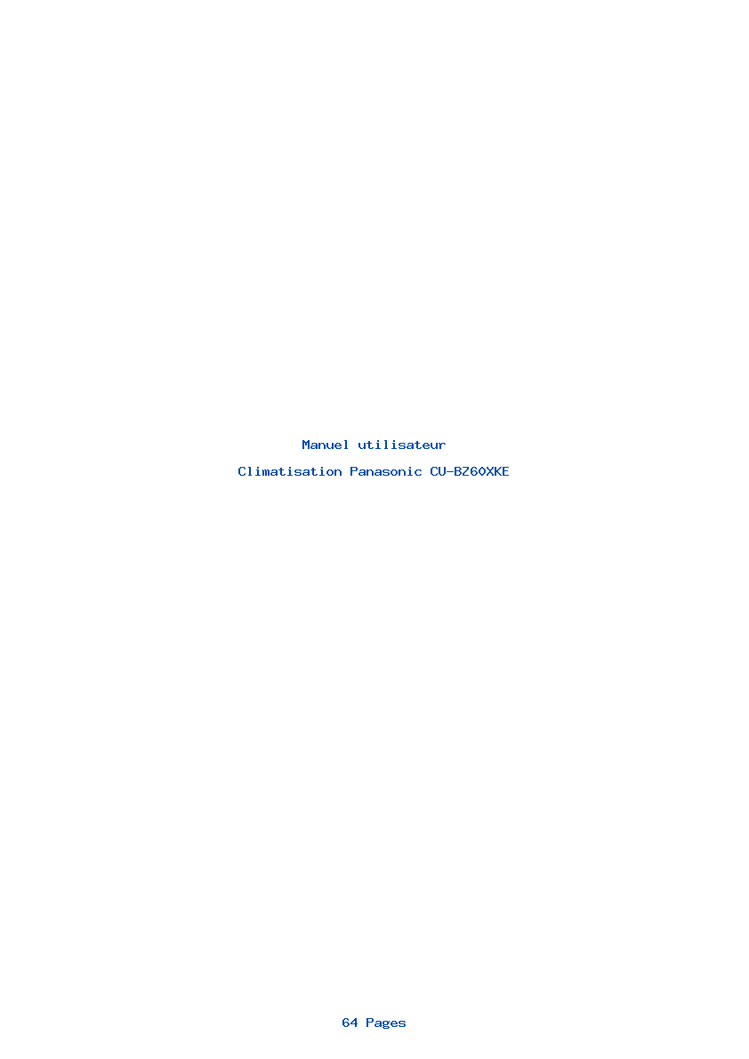 Page 1 de la notice Manuel utilisateur Panasonic CU-BZ60XKE