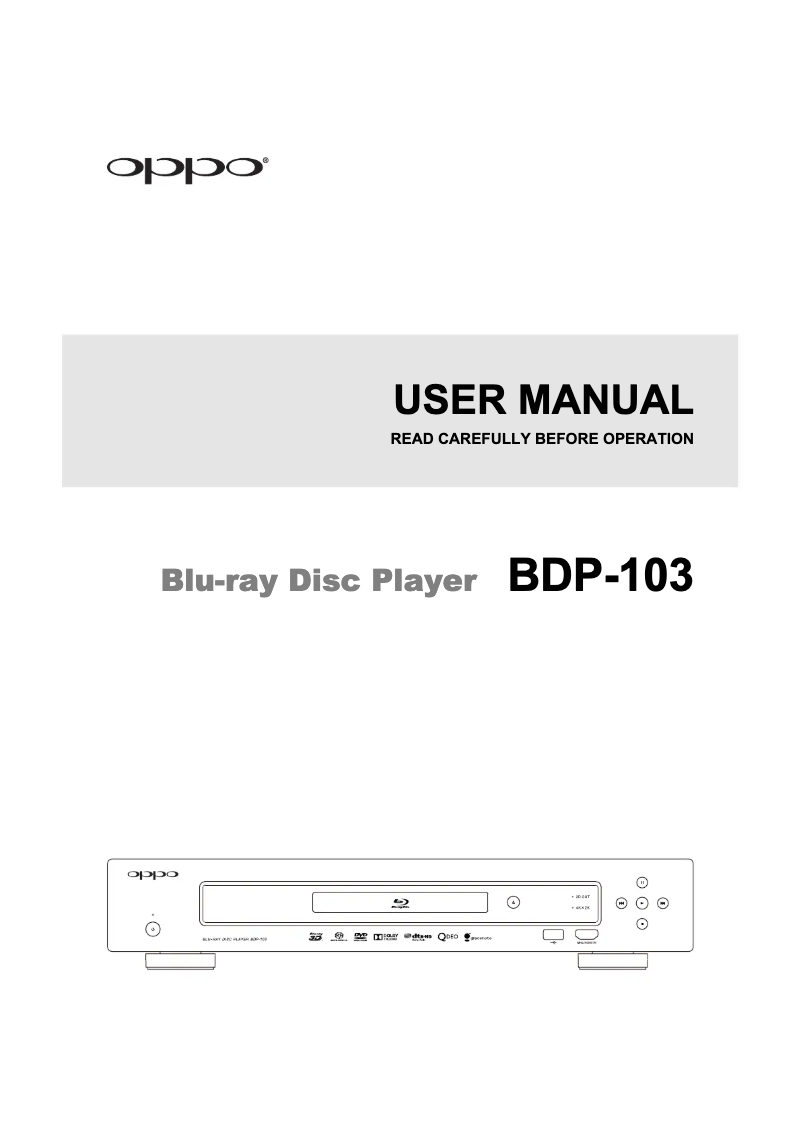 Page 1 of the manual User Manual Oppo BDP-103