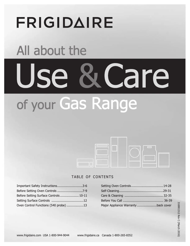Page 1 de la notice Manuel utilisateur Frigidaire FGGF3058RF