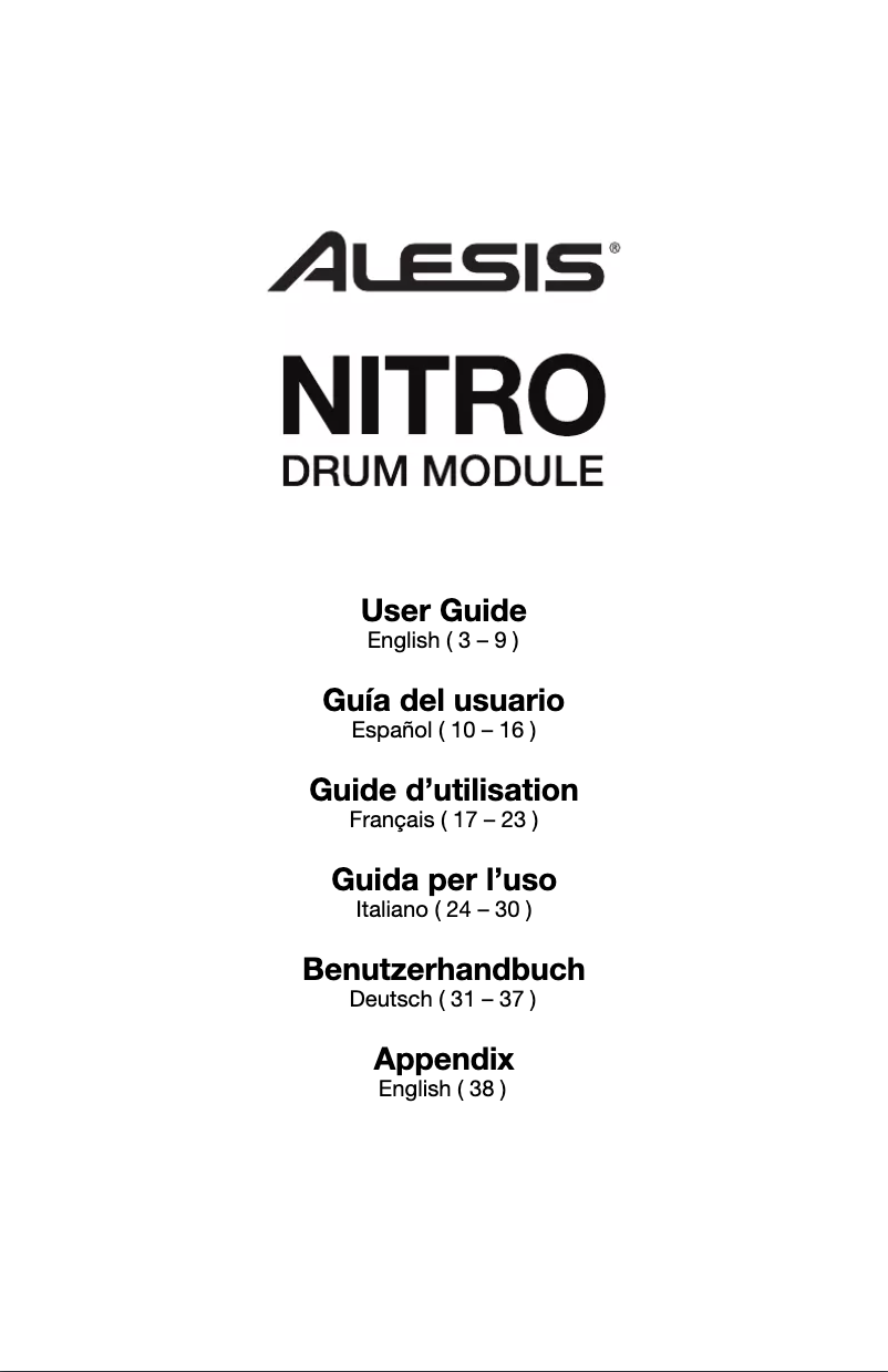 Page 1 de la notice Manuel utilisateur Alesis NITRO KIT