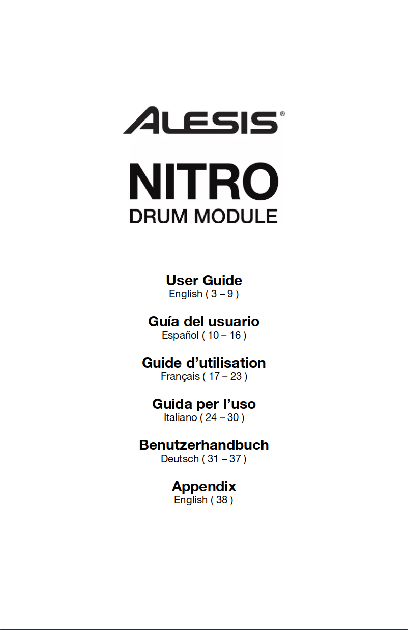 Page 1 de la notice Manuel utilisateur Alesis NITRO KIT