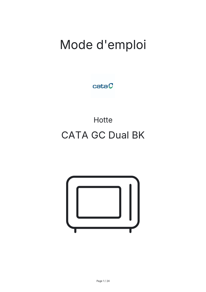 Page 1 de la notice Mode d'emploi CATA GC Dual BK