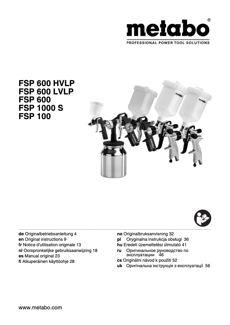 Page 1 of the manual User Manual Metabo FSP 1000 S
