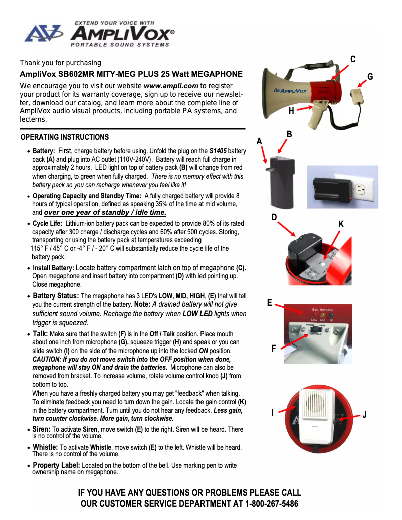 Page 1 de la notice Manuel utilisateur AmpliVox SB602MR