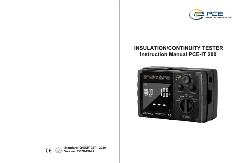 Page 1 de la notice Manuel utilisateur PCE Instruments PCE-IT 200