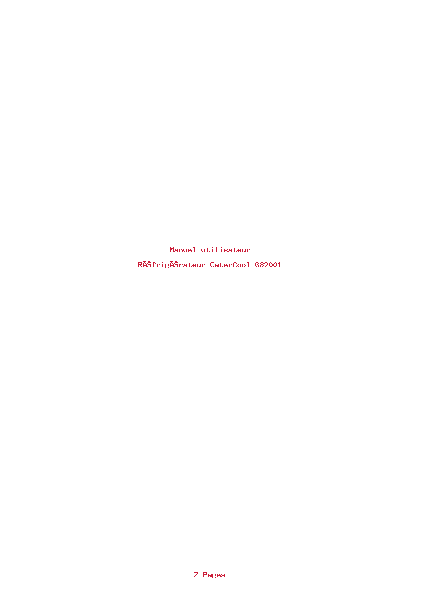 Page 1 de la notice Manuel utilisateur CaterCool 682001