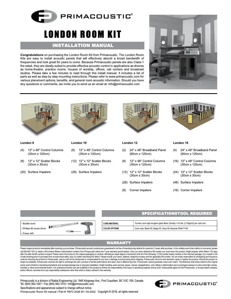 Página 1 del manual Manual de usuario Primacoustic London 10
