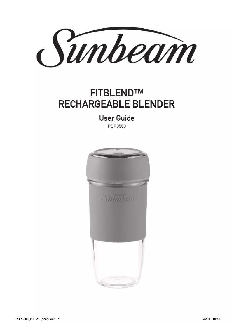 Page 1 de la notice Manuel utilisateur Sunbeam FitBlend Rechargeable PBP0500