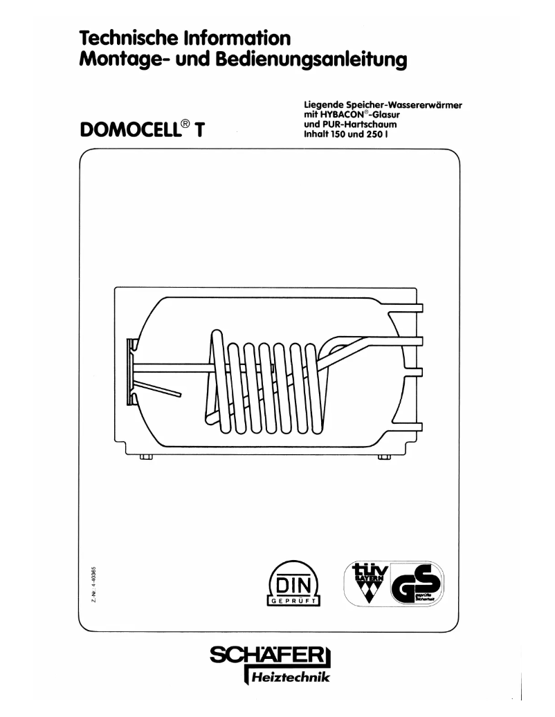 Page 1 of the manual User Manual Schäfer Heiztechnik Domocell DLT250