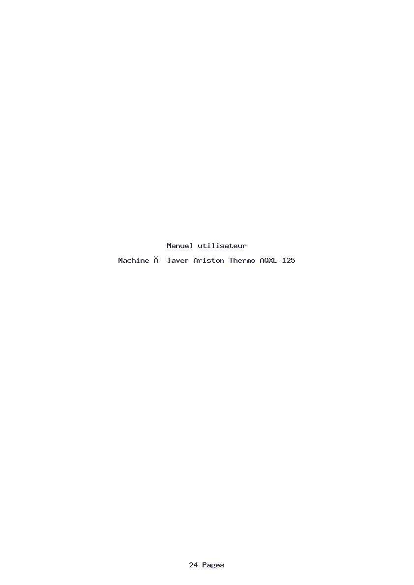 Page 1 de la notice Manuel utilisateur Ariston Thermo AQXL 125