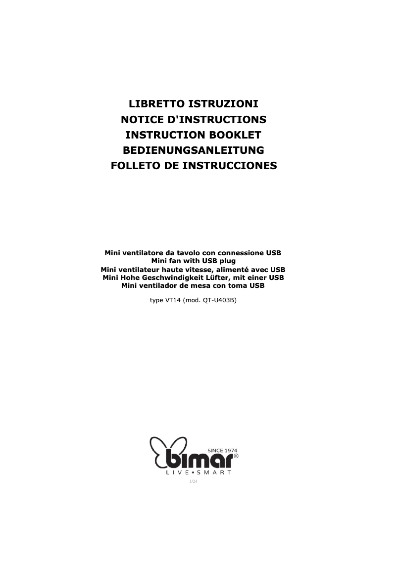 Página 1 del manual Manual de usuario Bimar VT14