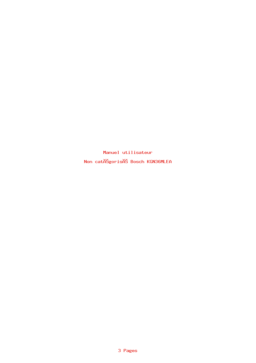 Page 1 de la notice Manuel utilisateur Bosch KGN36MLEA