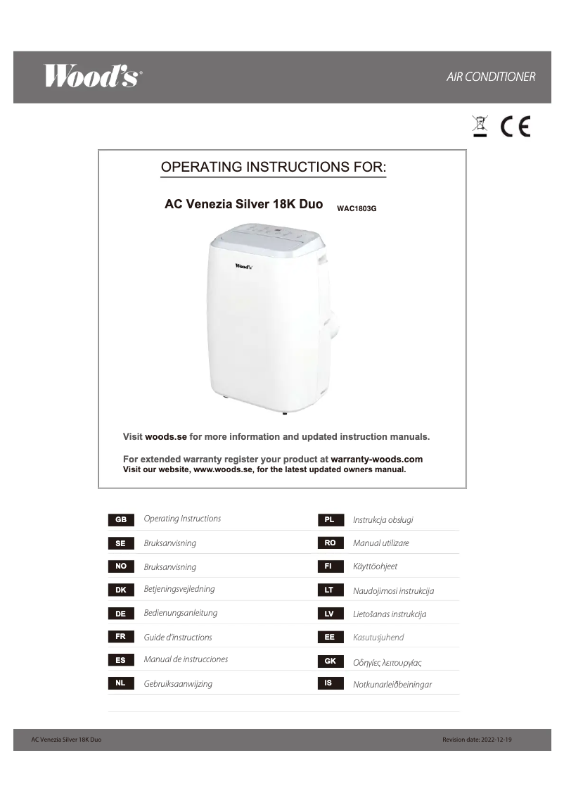 Página 1 del manual Manual de usuario Wood's AC Venezia 18K Duo