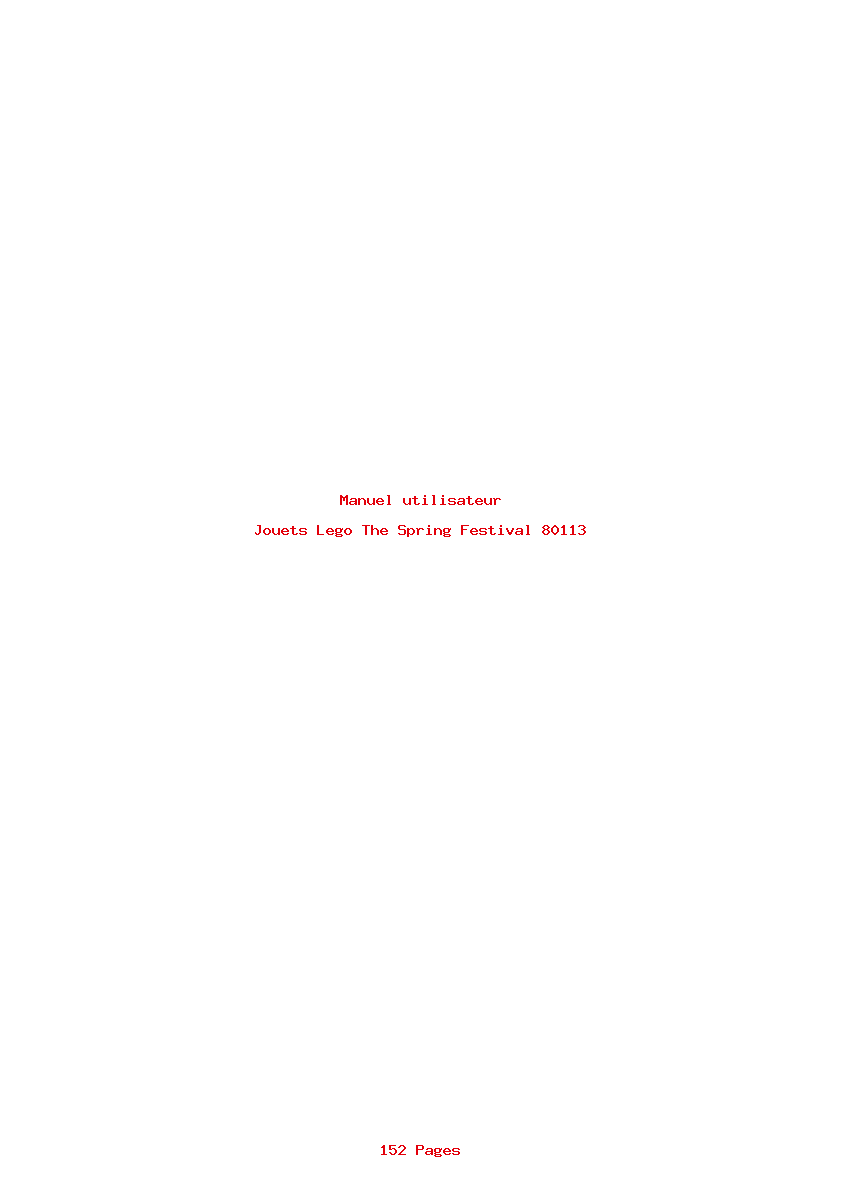 Page 1 de la notice Manuel utilisateur Lego The Spring Festival 80113