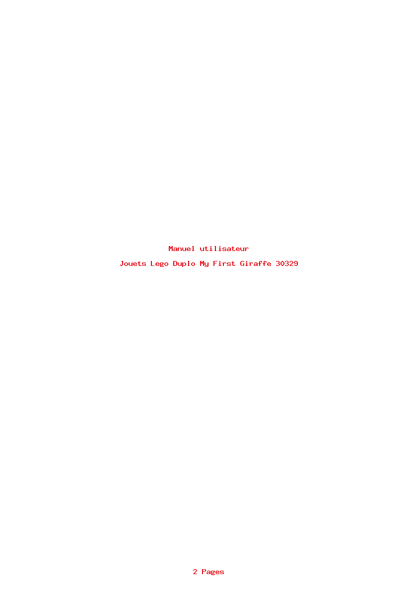 Page 1 de la notice Manuel utilisateur Lego Duplo My First Giraffe 30329