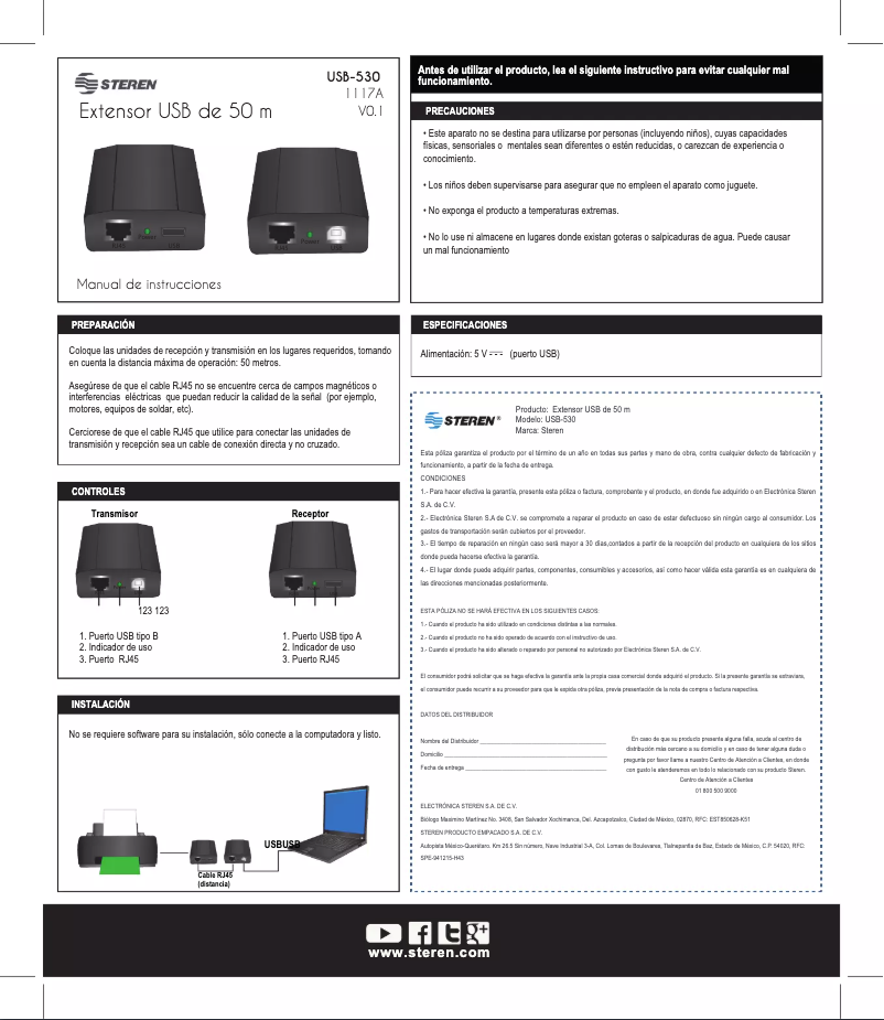 Page 1 de la notice Manuel utilisateur Steren USB-530