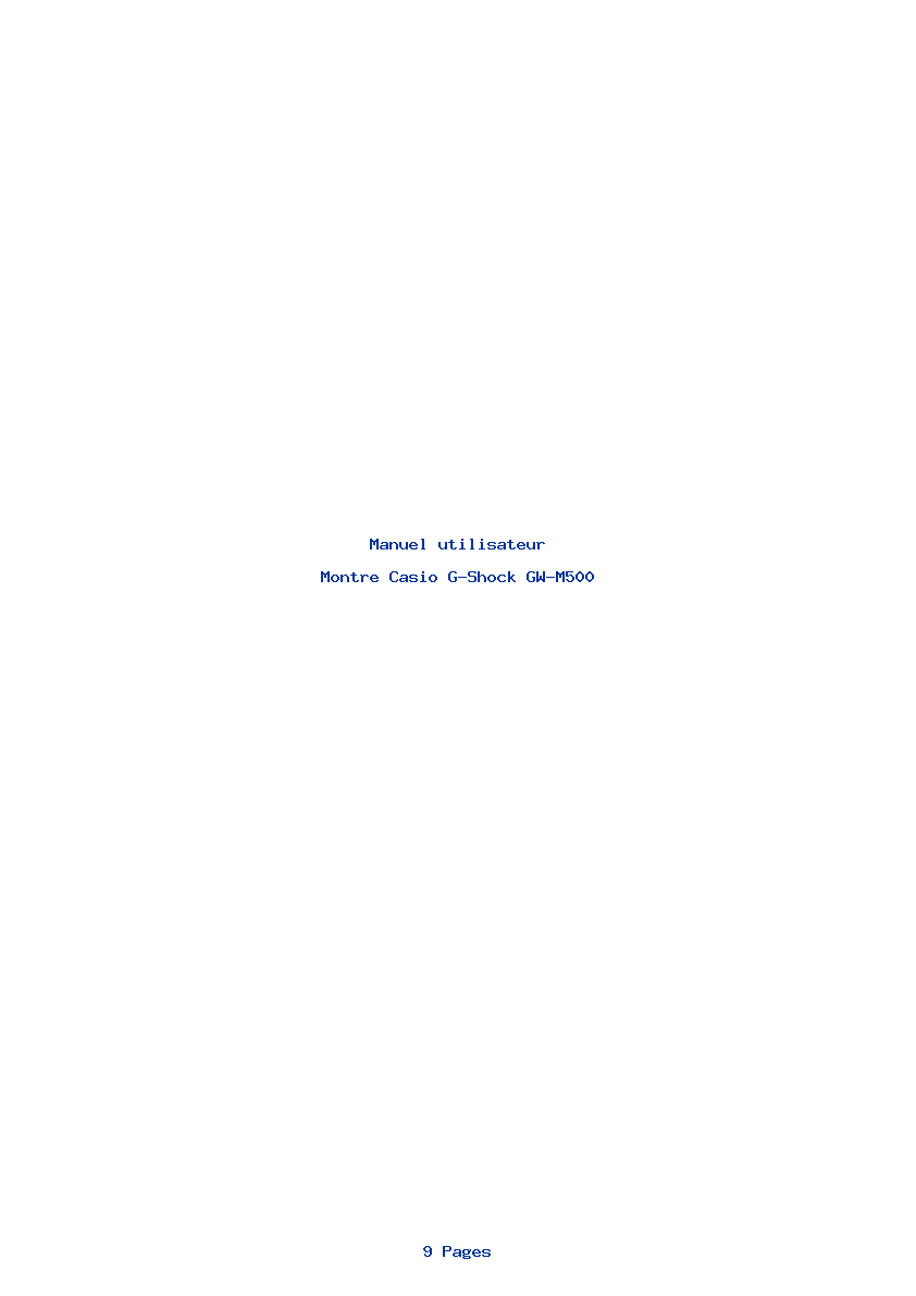 Page 1 de la notice Manuel utilisateur Casio G-Shock GW-M500