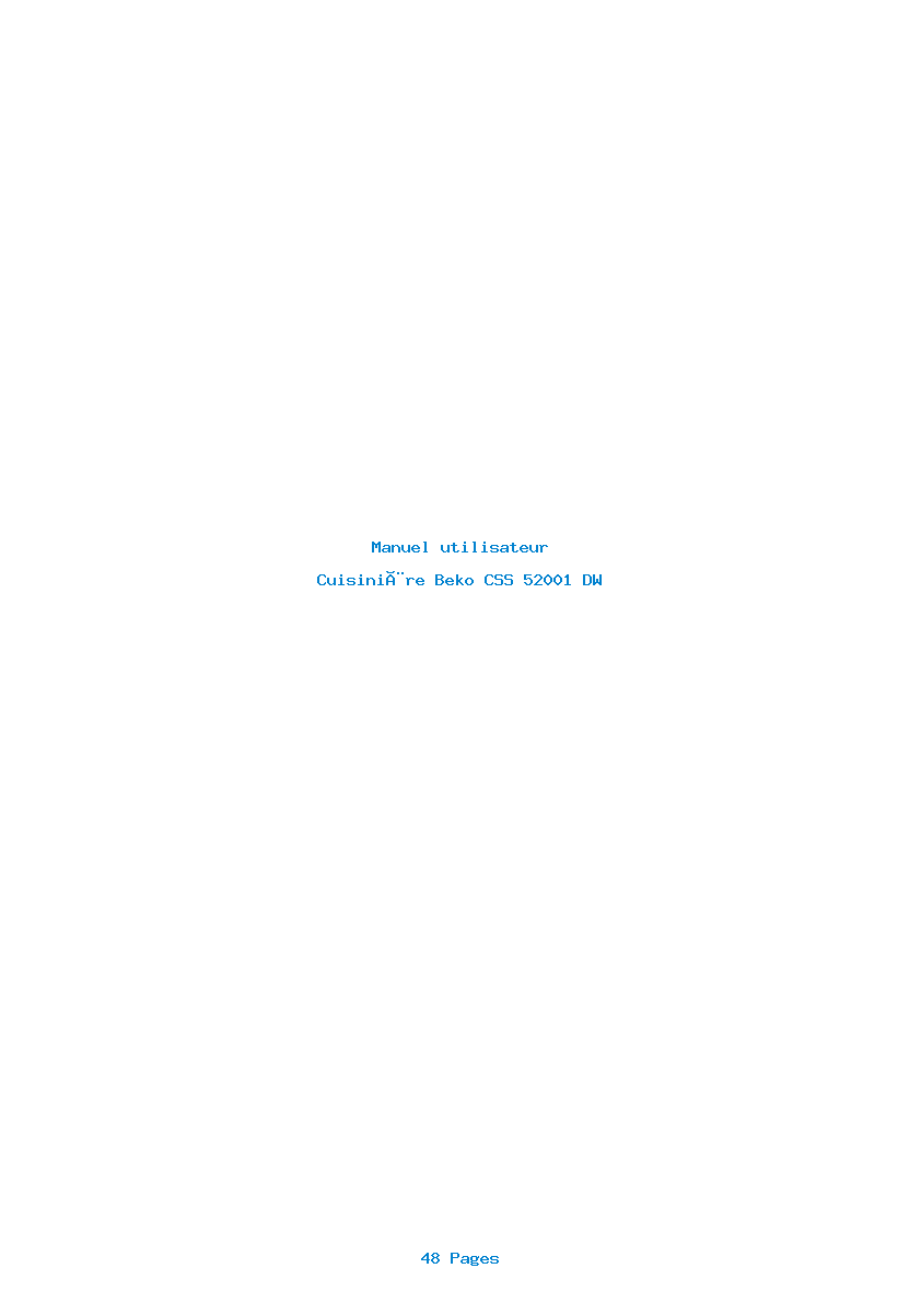 Page 1 de la notice Manuel utilisateur Beko CSS 52001 DW